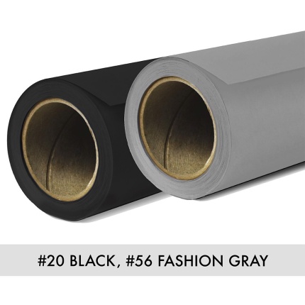 Savage Seamless Paper 2-Pack - #20 Black & #56 Fashion Gray (107"" W x 36' L) SA PK12-2056