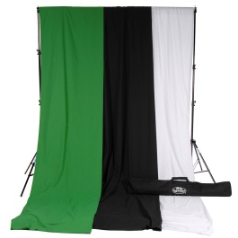 Black, White & Green Muslin Backdrops with Stand